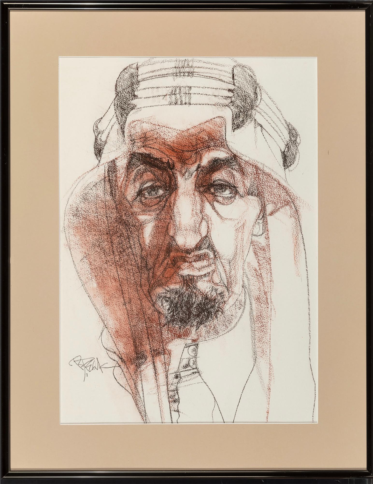 Arabia Saudí Rey Faisal  Portada de la revista Time - Estudio sobre el Hombre del Año - Art de Bob Peak