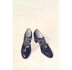 Schwarze Schuhe aus schwarzem Leder