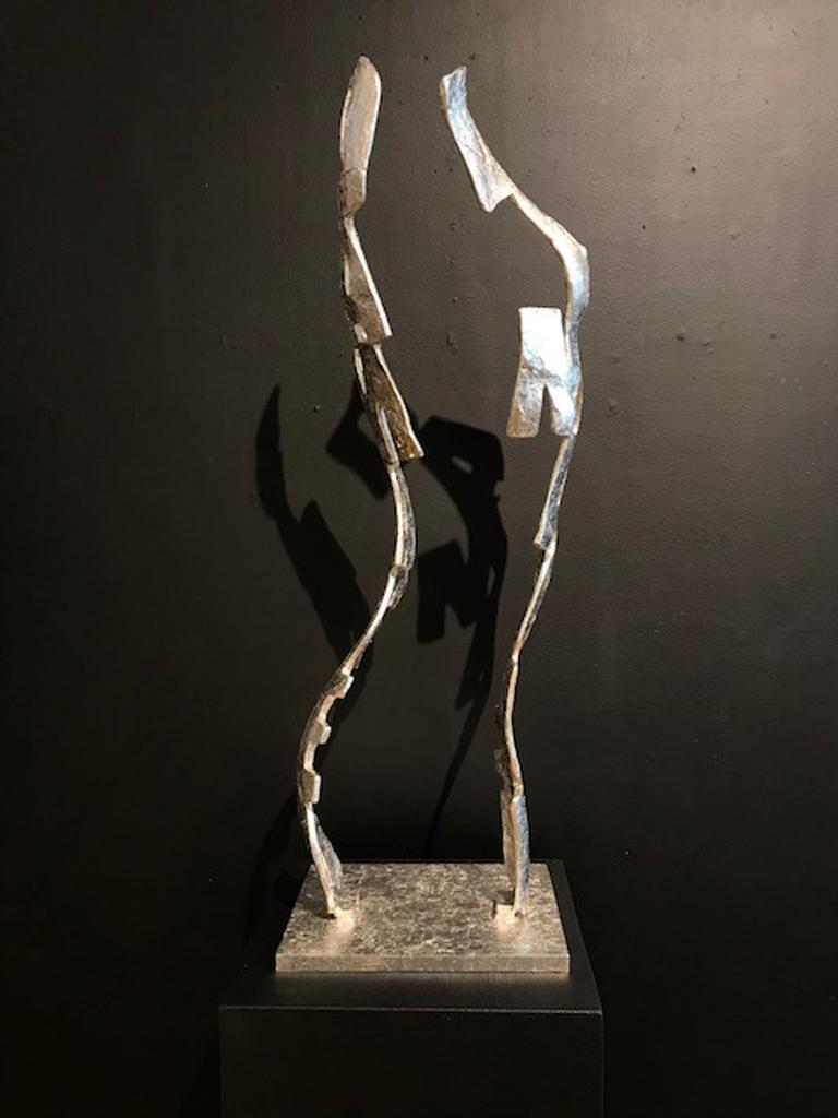 DAMAGED (Foglia di platino) - Scultura in bronzo - Abstract Sculpture Oro di Boky Hackel-Ward