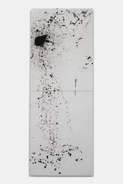 "Drip Splatter" large-scale abstract painting, black and white