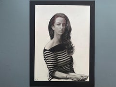„Hoffnung, Perlen haltend“ – Graphitzeichnung, akademischer Realismus, figurativ, Porträt