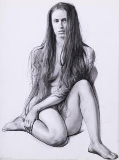 "Jess" Assael, disegno a grafite su carta, stile realista, nudo femminile, senza cornice