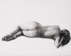 „Reclining Figure #4“ von Assael, Graphitzeichnung einer nackten Frau, signiert, ungerahmt