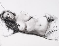 "Reclining Figure #1" Assael, Graphite Drawing of Nude Woman, Signed, 11x14.5 in
