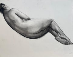 Reclining Figure #9, Realist Female Nude Graphite Drawing on Paper, 21st Century