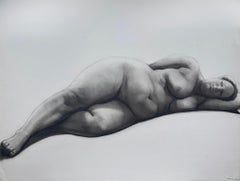"Figura reclinada nº 8" Dibujo realista en grafito sobre papel, Siglo XXI, Firmado