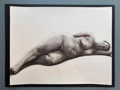"Figura reclinada nº 8" Dibujo realista en grafito sobre papel, Siglo XXI, Firmado
