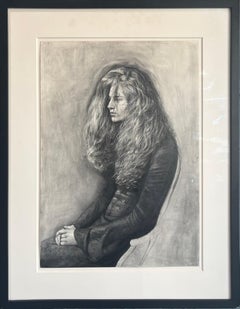 "Julie with Clasped Hands" Portrait Drawing, Contemporary Realist, Signed Framed