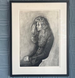 "Julie with Clasped Hands" Portrait Drawing, Contemporary Realist, Signed Framed