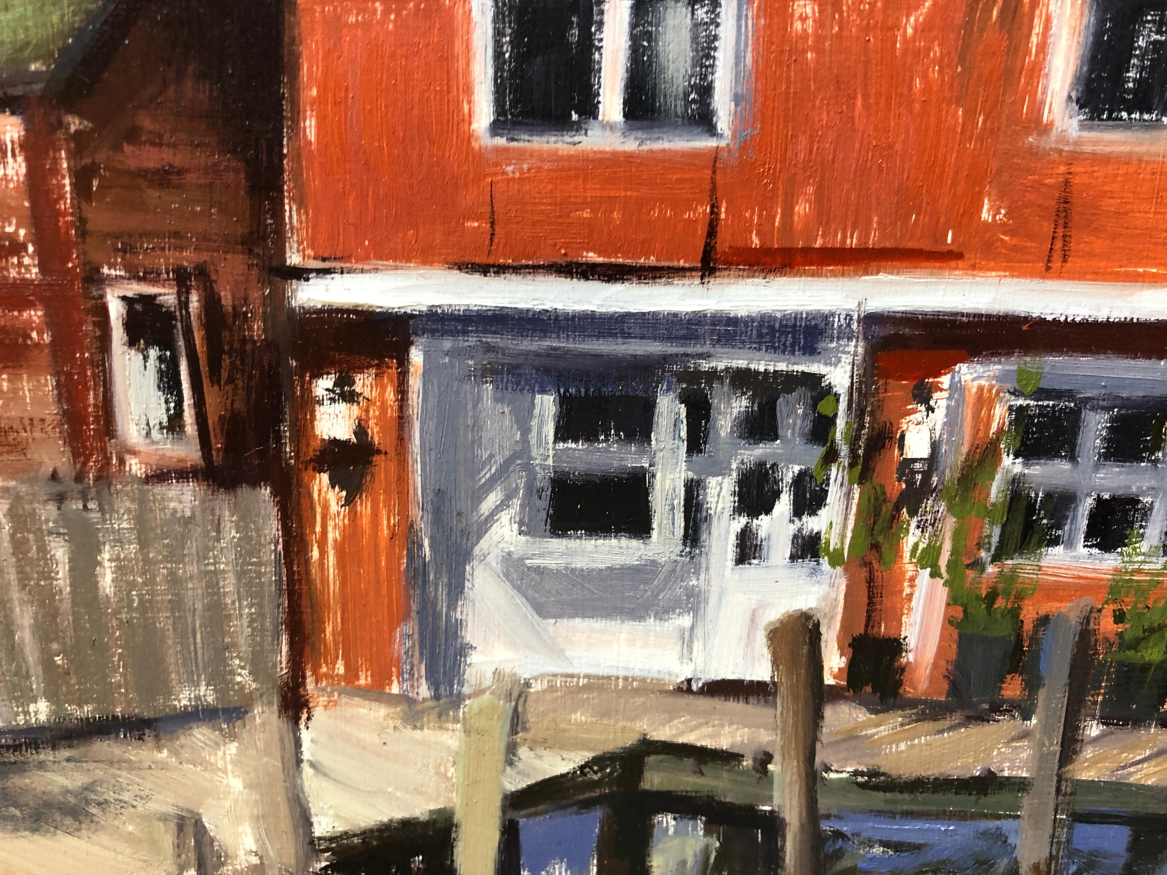 The Old Scrimshaw, Greenport - Post-Impressionist Painting by Megan Euell