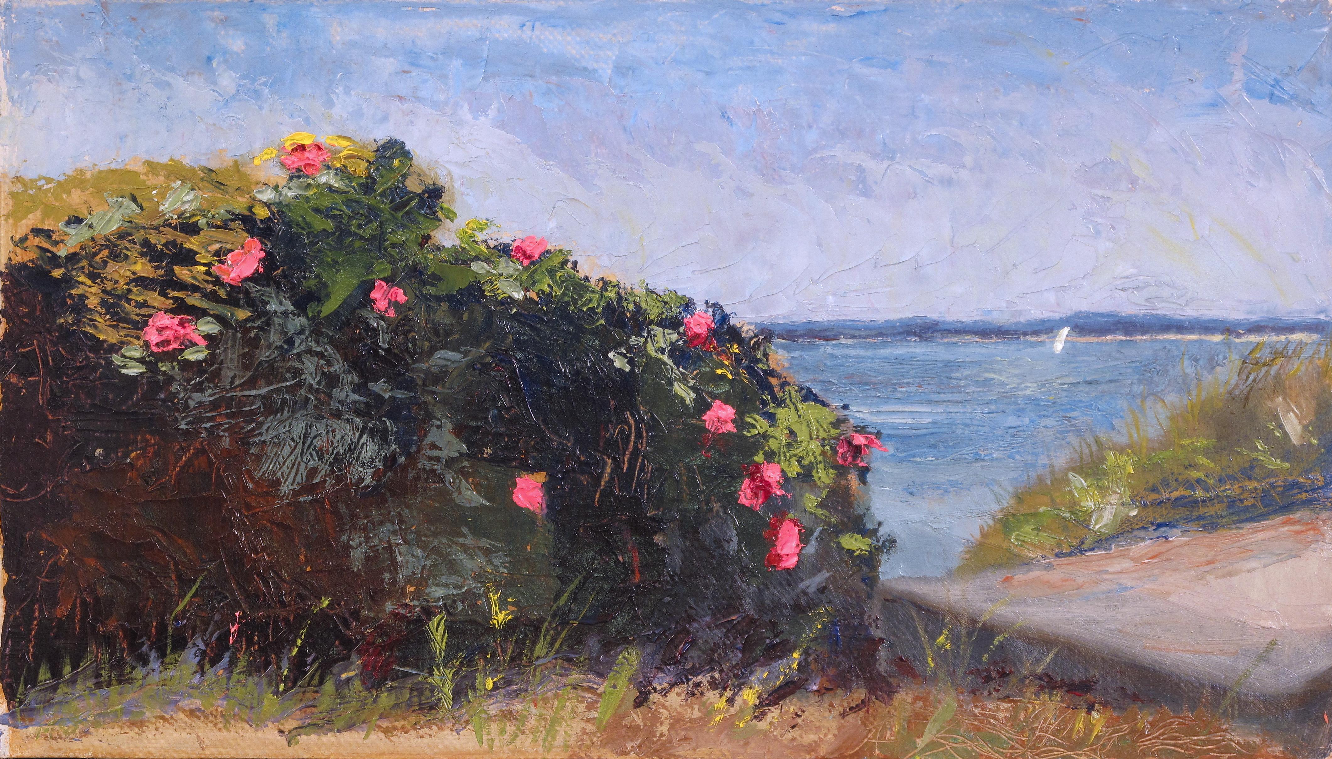 Nelson White Landscape Painting - The Wild Rose Bush