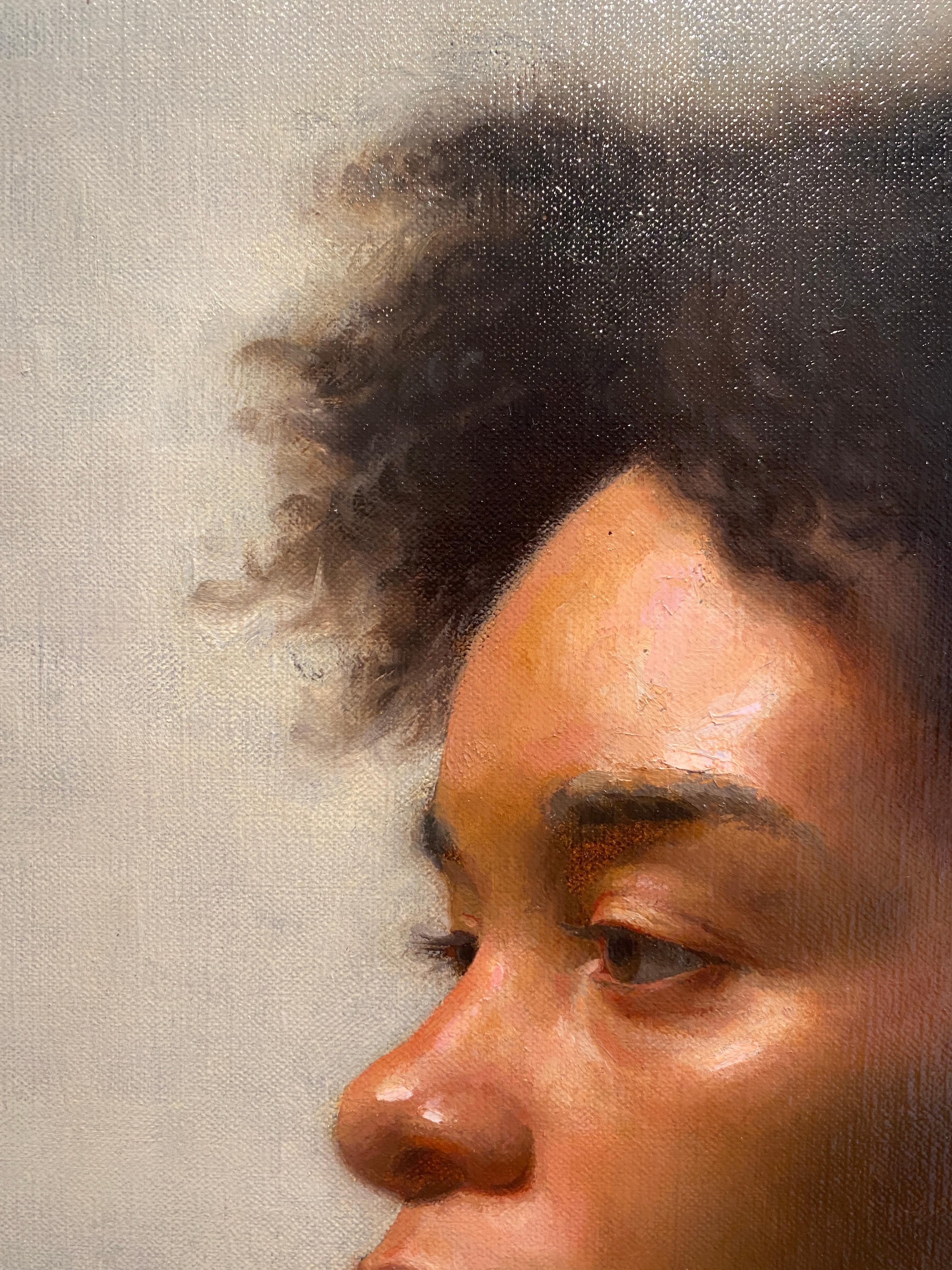 Keshia in Profile - American Realist Painting by Patrick Byrnes