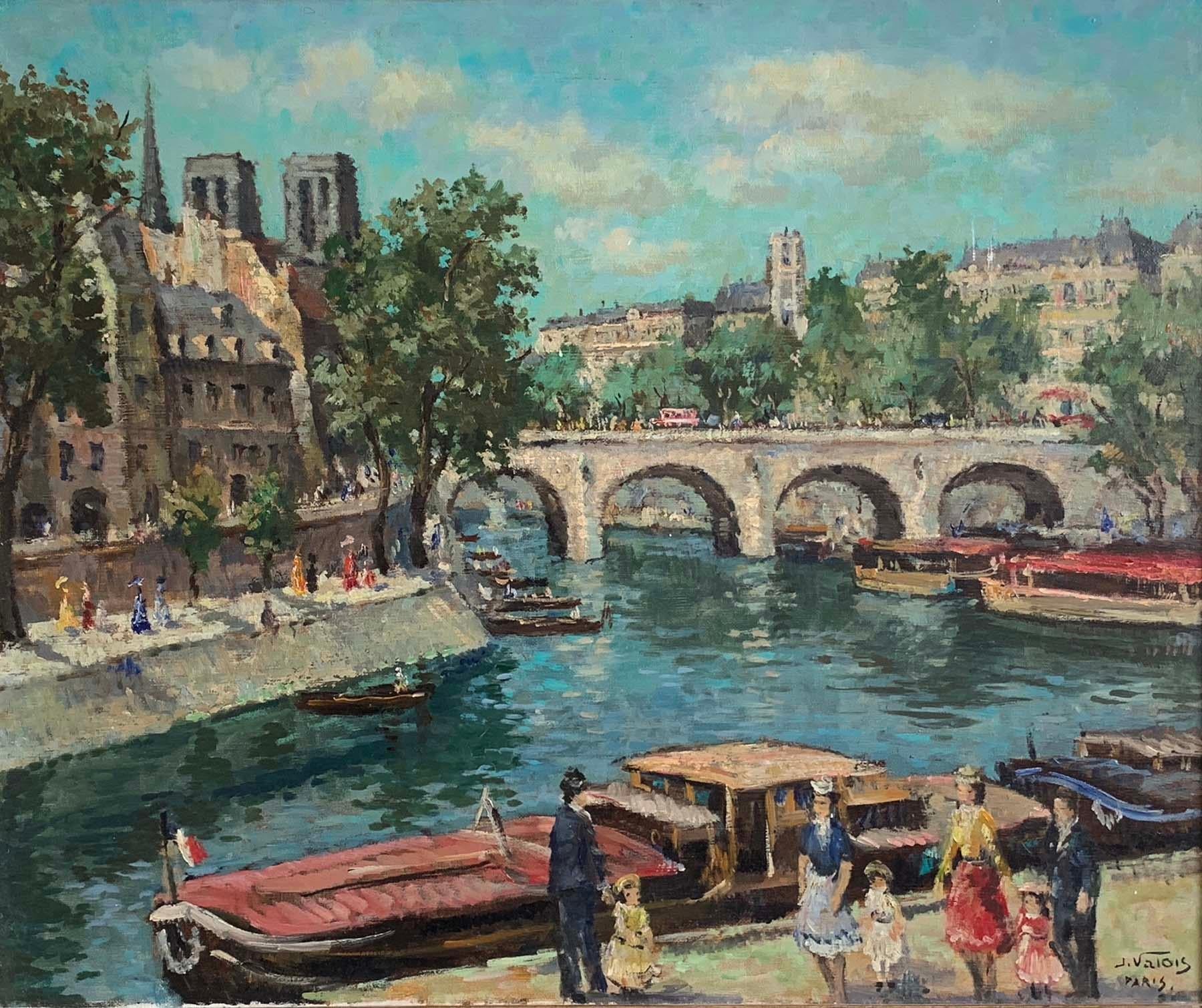 Jean Valois Landscape Painting - Pont St. Michel