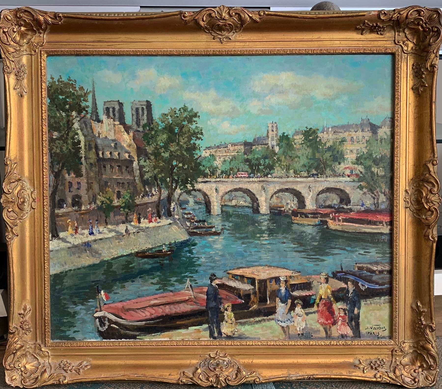 Pont St. Michel - Painting by Jean Valois