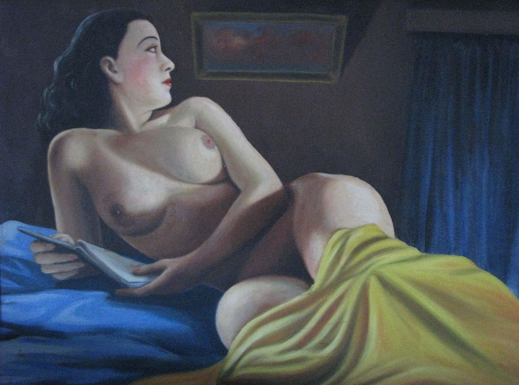 Unknown Nude Painting - Lounging Nude