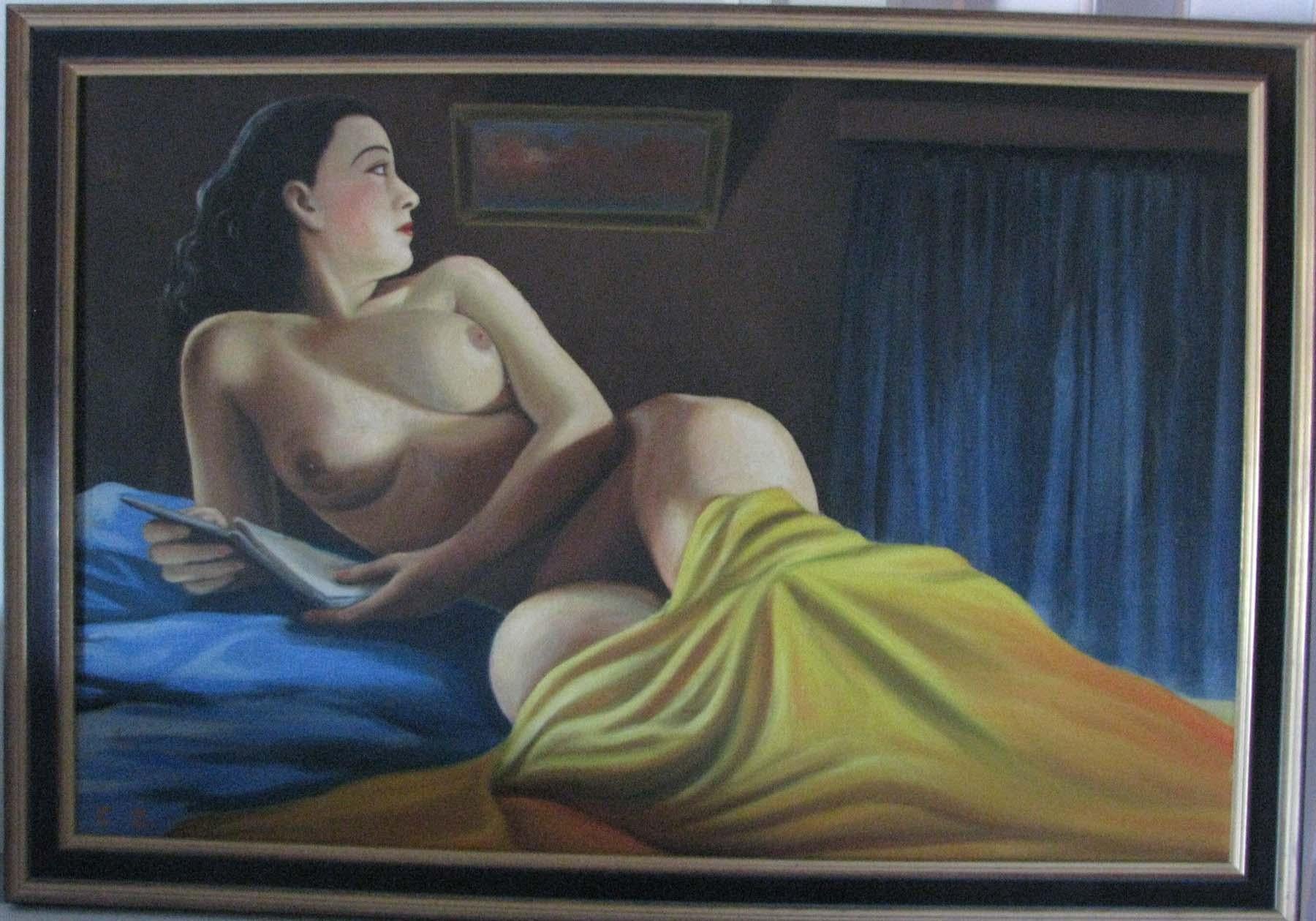 Lounging Nude - Painting by Unknown