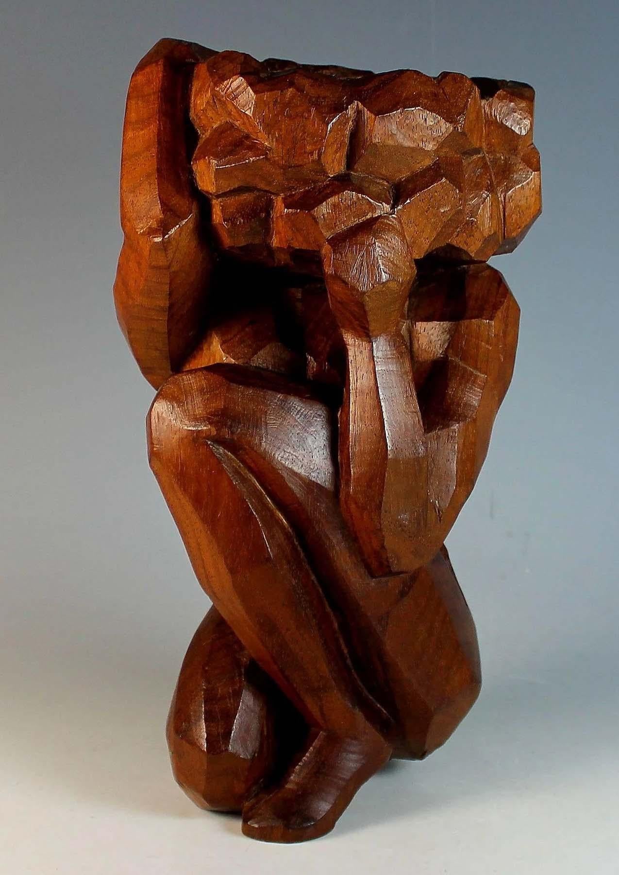 J. Gallardo Figurative Sculpture - Kneeling Man