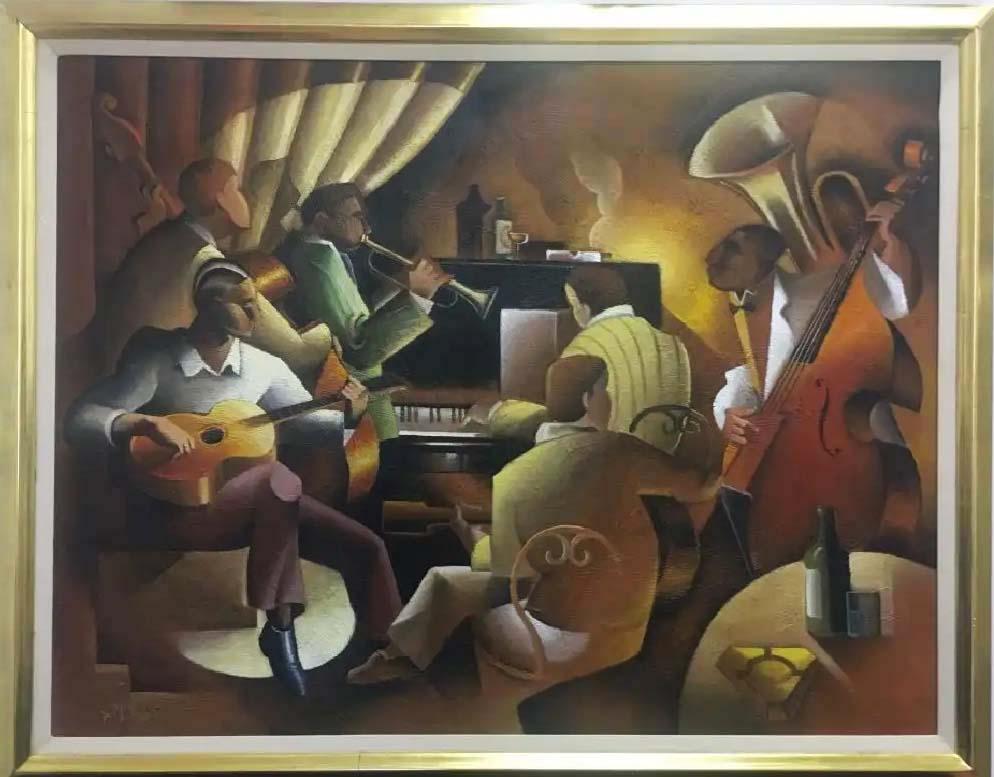 Unknown Figurative Painting - Club de Jazz