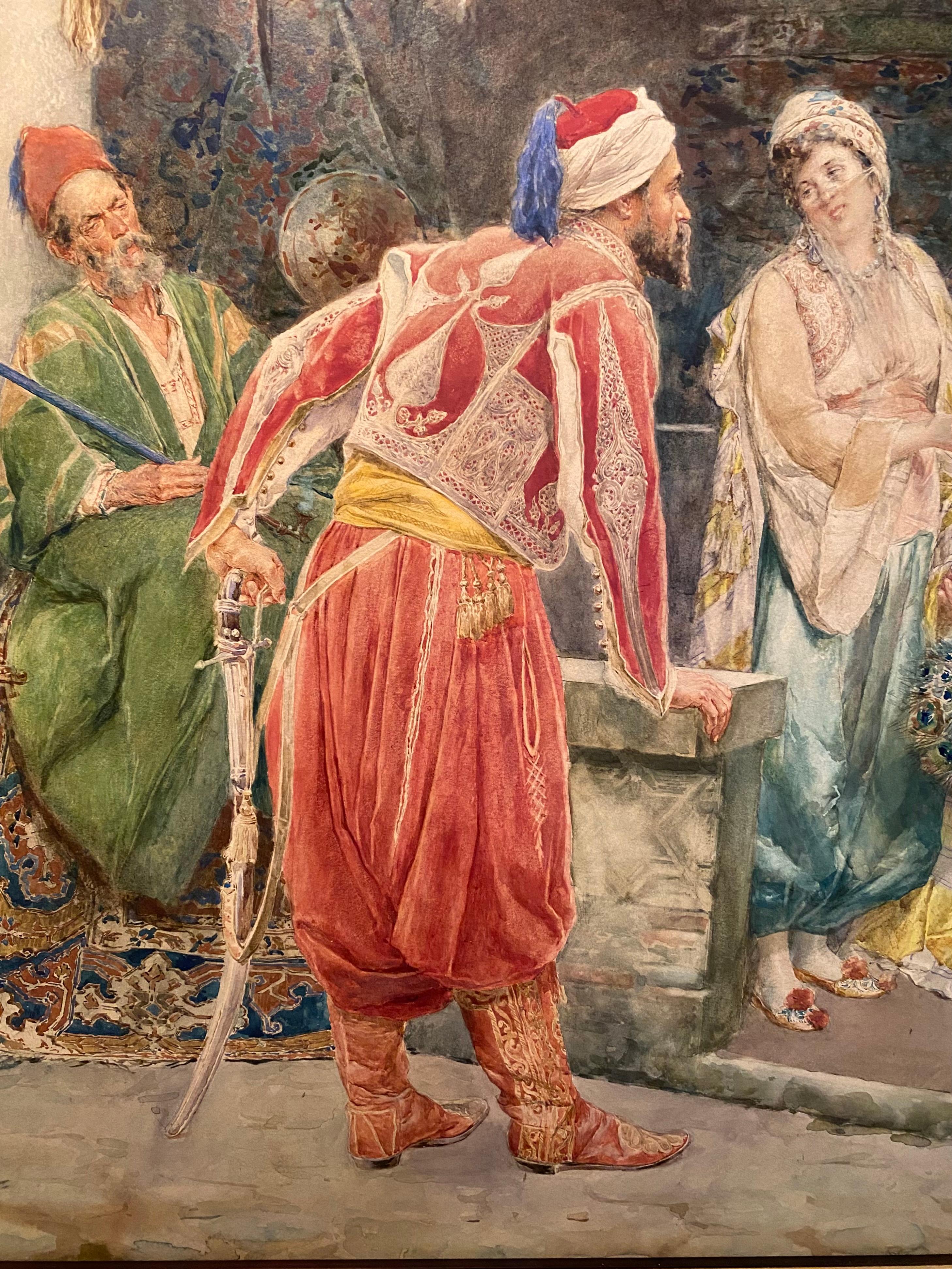 La Visite Au Brocanteur (Braun), Figurative Art, von Ettore Simonetti