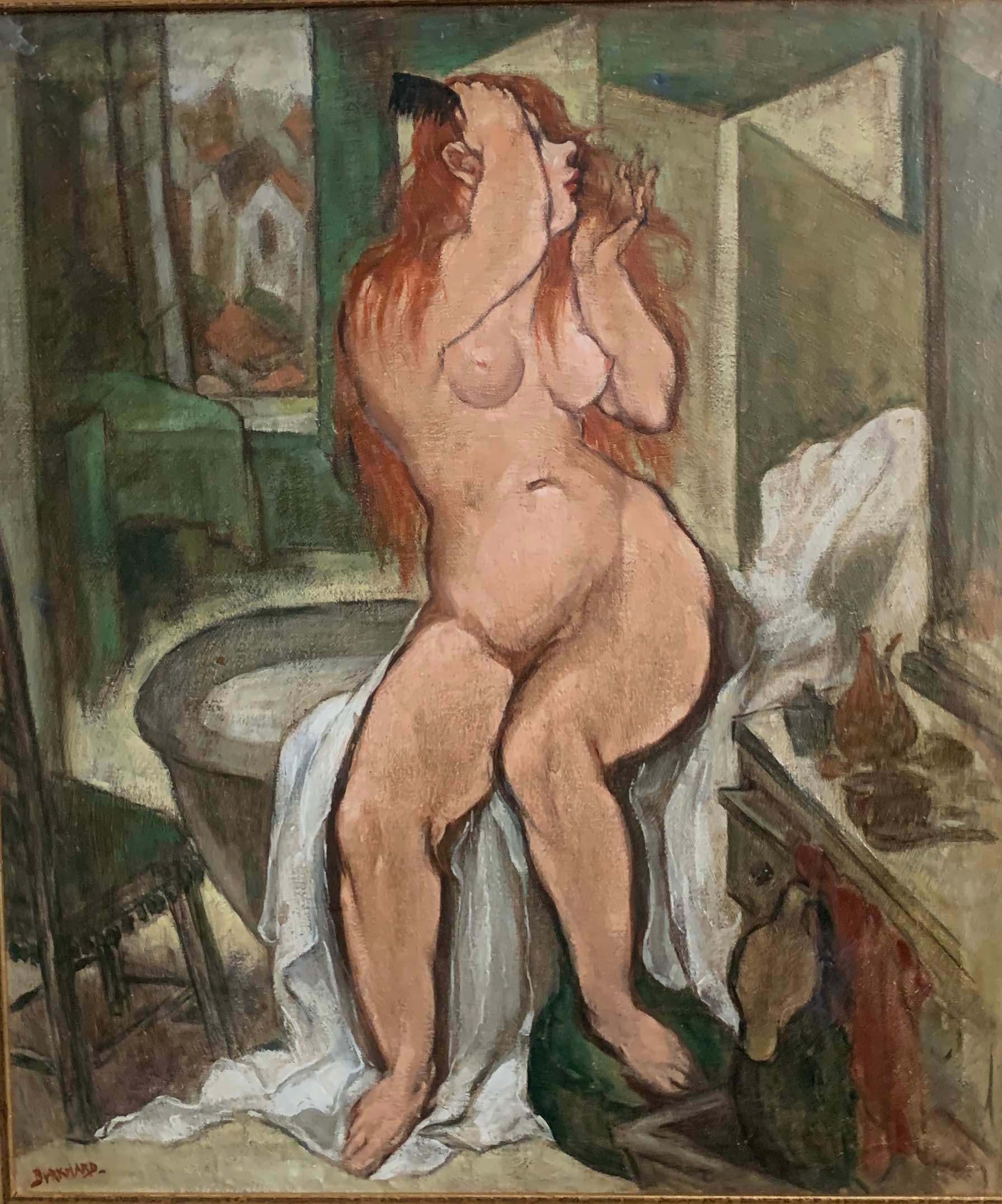 HENRI BURKARD Figurative Painting - Nude at Bath