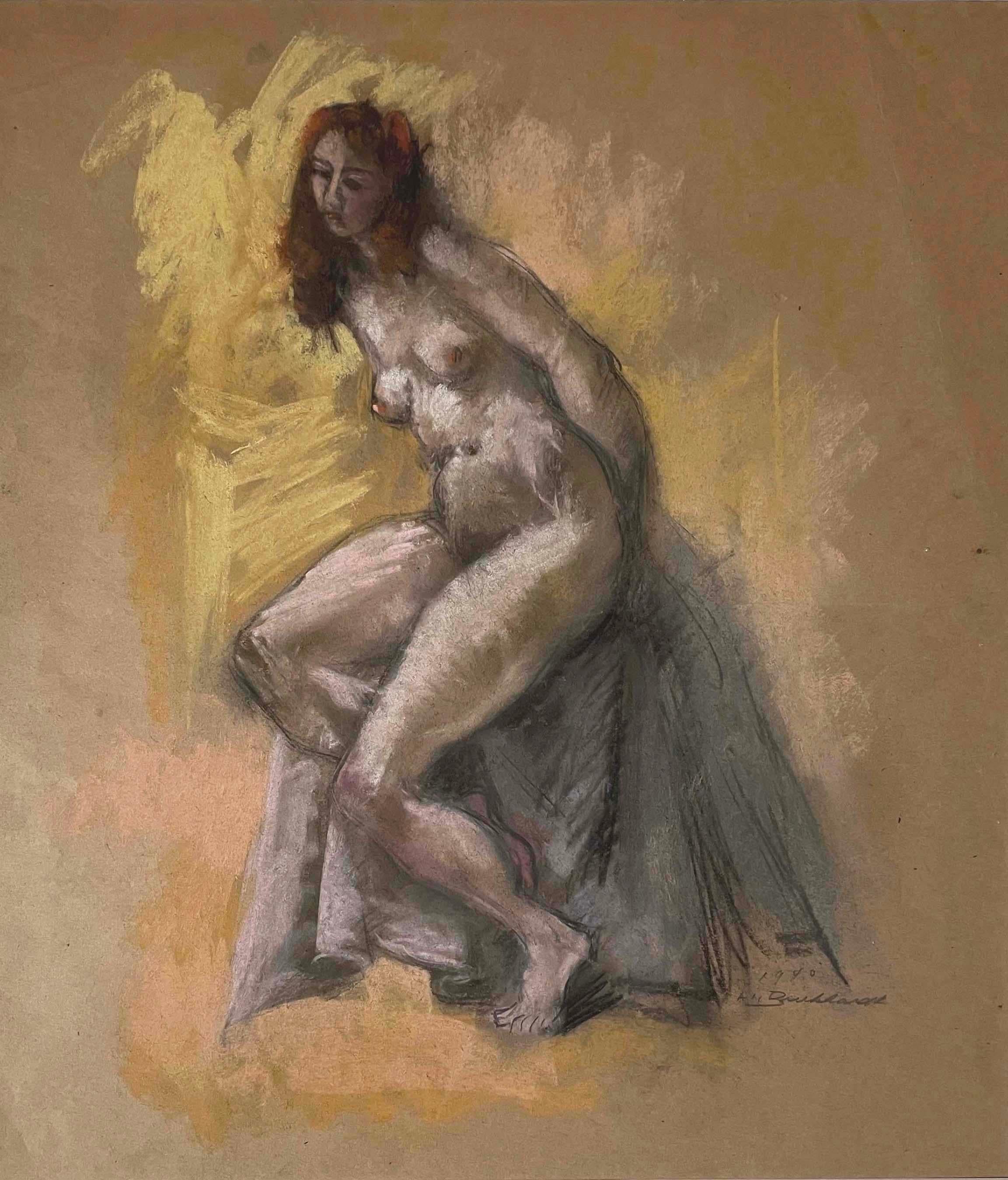 Hans Burkhardt Nude Painting - Seated Nude
