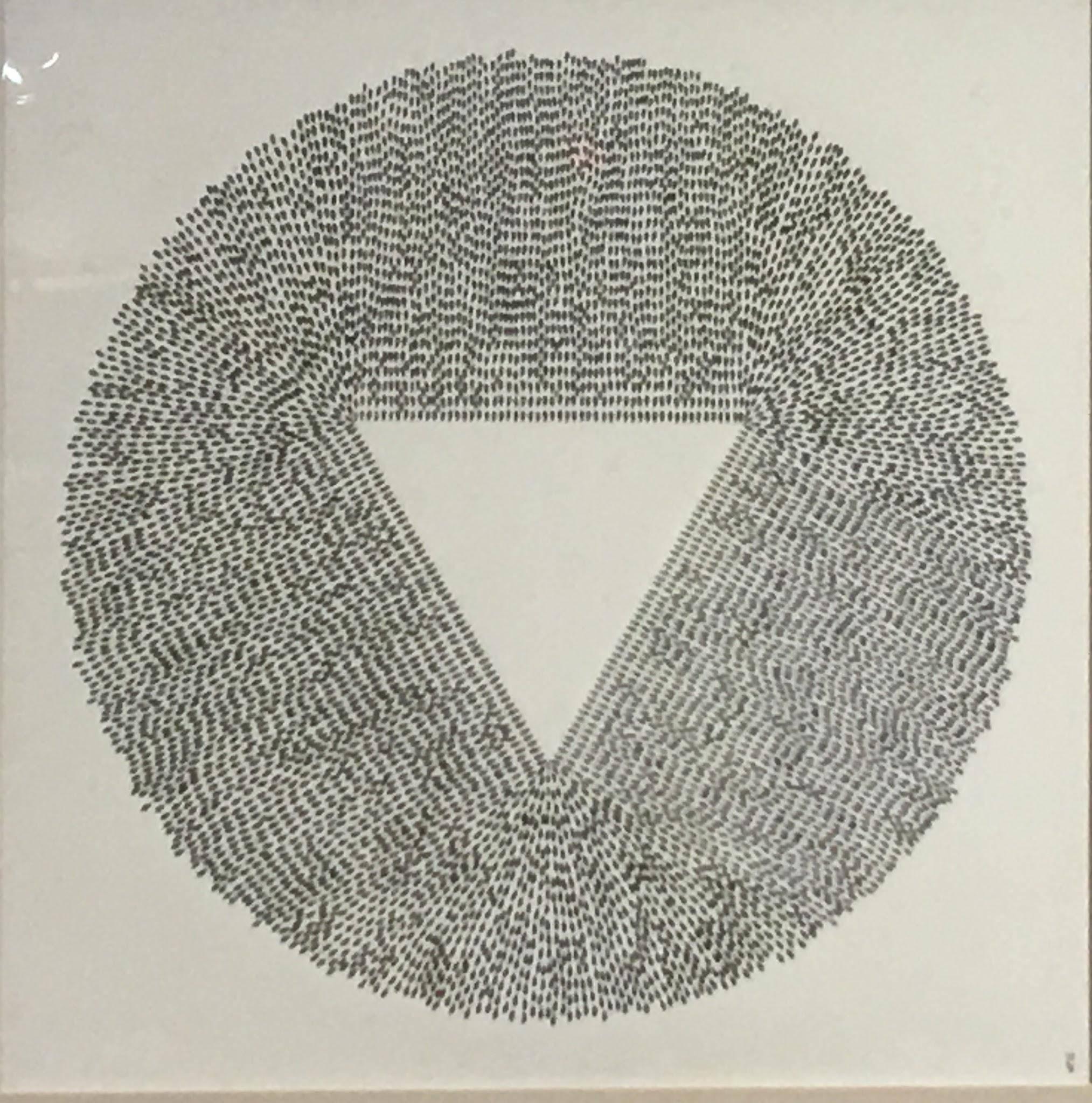 Magnetic Triangulation, Halsey Chait, Abstract Ink Drawing, Circle, Triangle