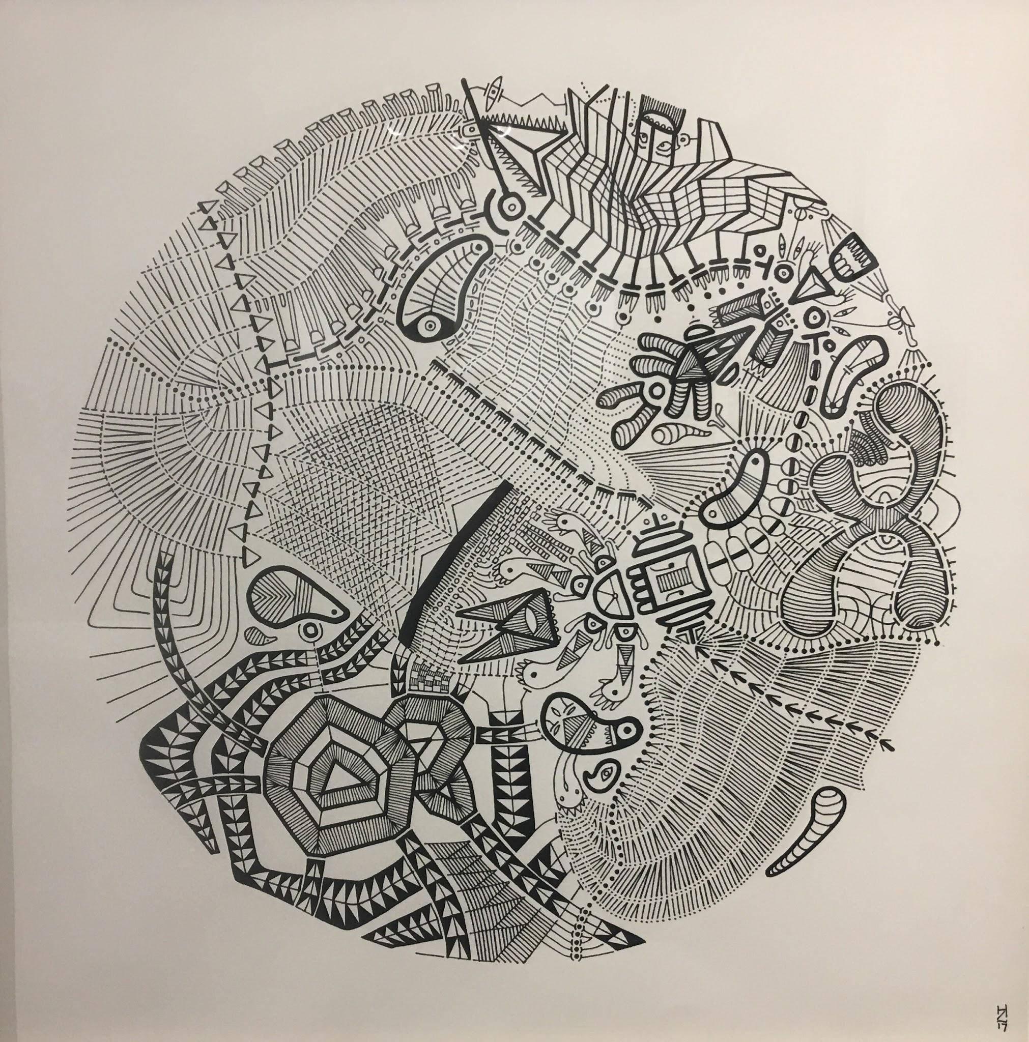 Campo de visión microtelescópico, Halsey Chait, Dibujo abstracto, Círculo