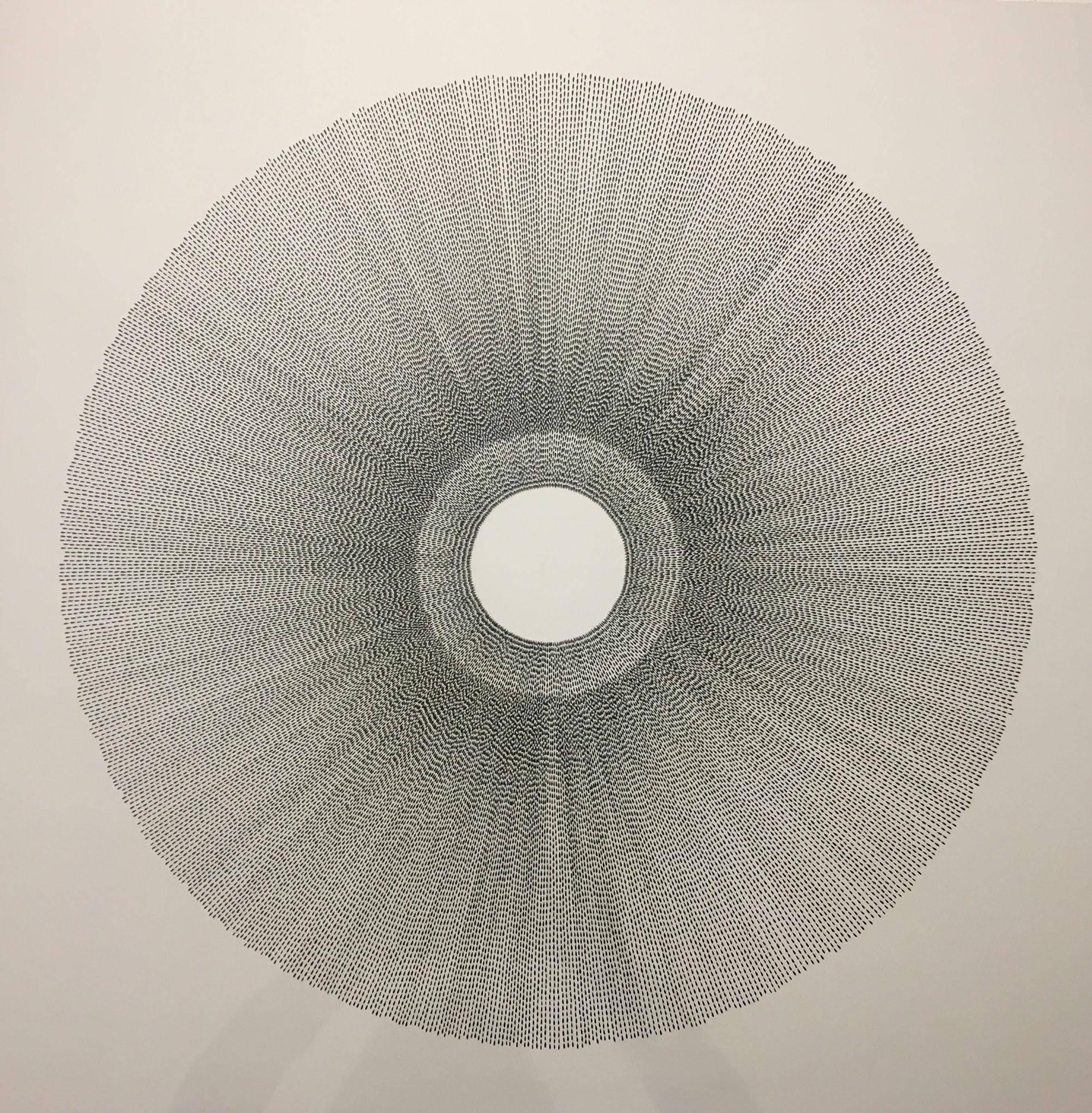 Rainsun III, Halsey Chait, Large Abstract Ink Drawing, Circle, Black, White