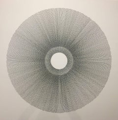Rainsun III, Halsey Chait, Grande disegno astratto a inchiostro, cerchio, nero, bianco