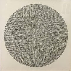 Halsey Chait - Singularité, dessin à l'encre abstraite d'Inde, cercle, noir, blanc