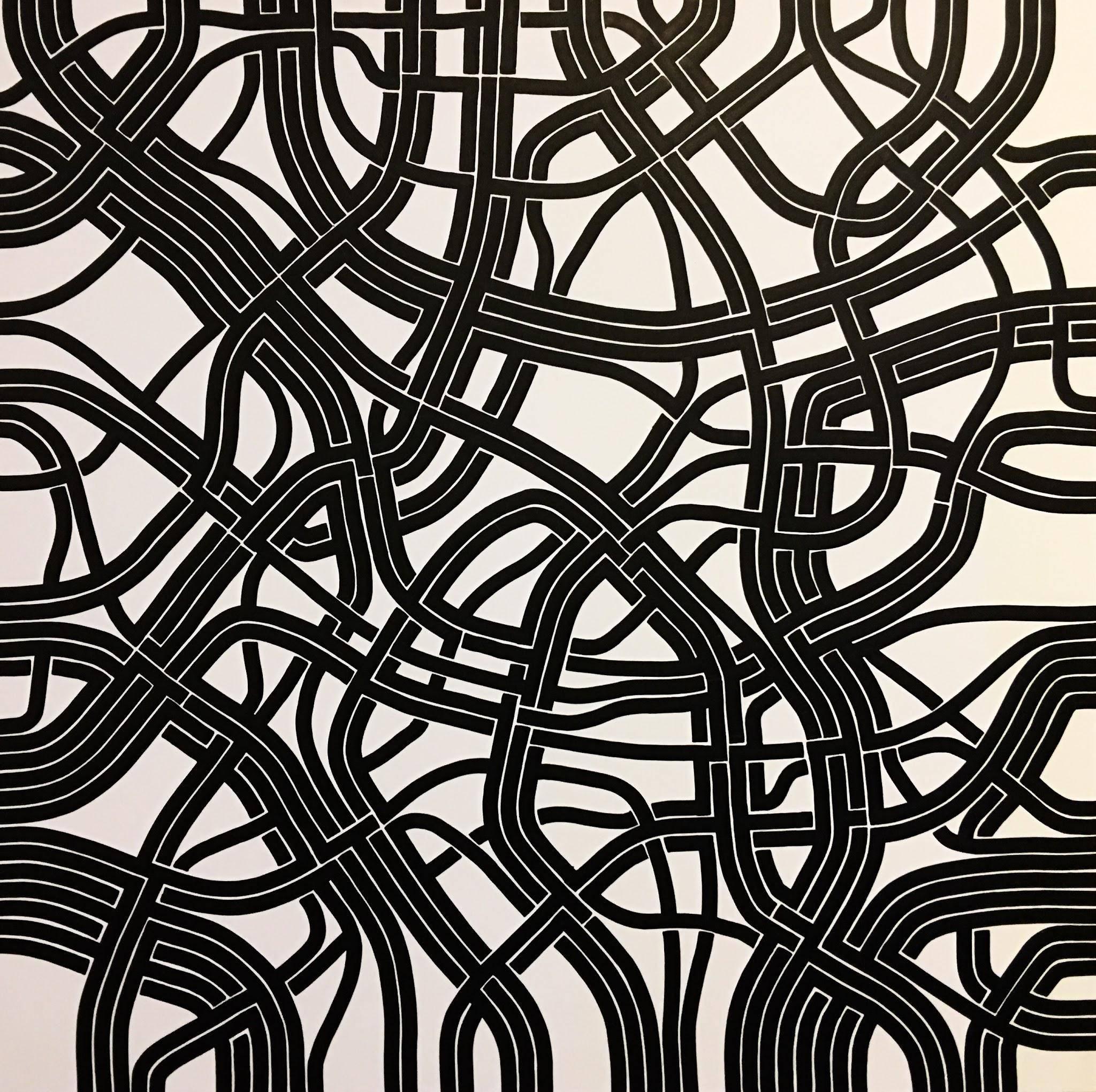 Synaptic Roots II, Halsey Chait, Large Abstract Drawing, Black, White, Network