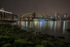 "Brooklyn Bridge at Night", Urban Cityscape, Color Photography, New York City