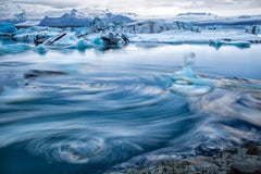 "Iceswirl, Islande", Photographie de nature en couleur, paysage, impressionniste, bleu