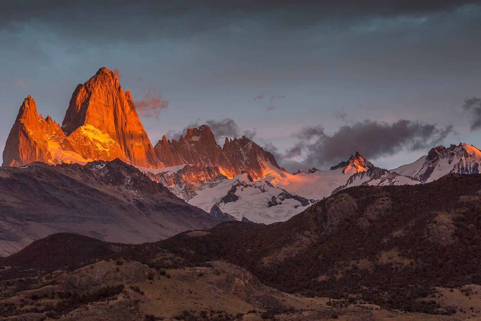 "Sunrise, Patagonia", Color Nature Photography, Landscape, Mountains, Vista