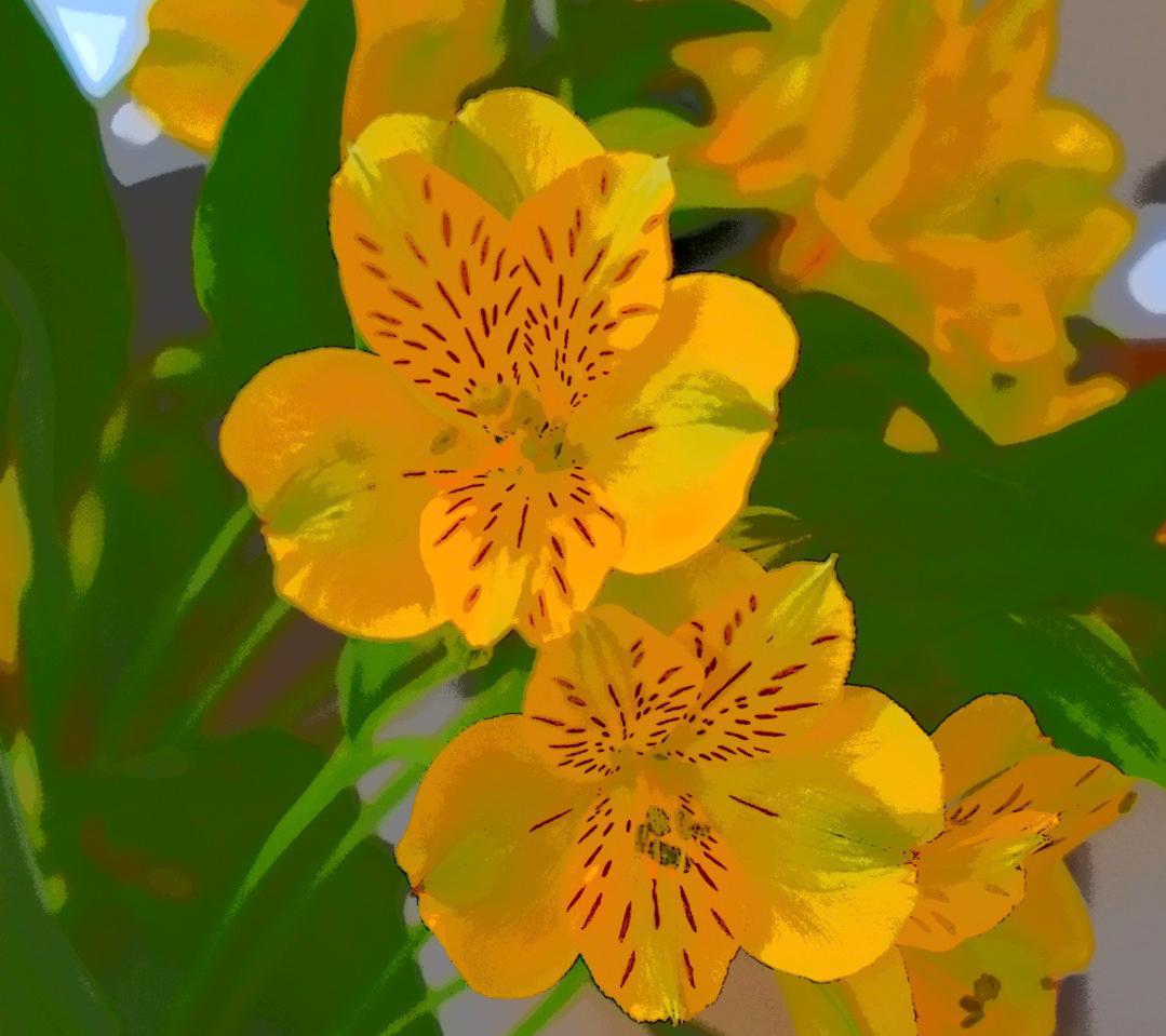 „“Sonnentag“, Farb Naturdruck, gelbe Blumen, grafisches Design