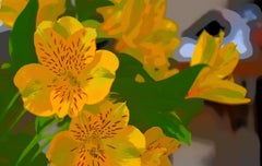 « Sunny », imprimé nature en couleur, fleurs jaunes, design graphique