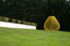"Yellow" Abstract, Metal Chain Link Sculpture by John Ruppert