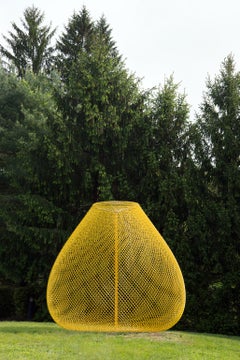 "Yellow" Abstract, Metal Chain Link Sculpture by John Ruppert