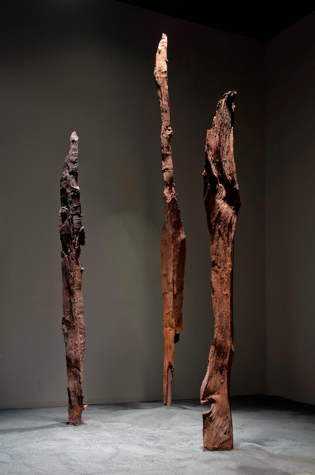 "Three Strikes" Abstract, Cast Iron Metal Sculpture by John Ruppert