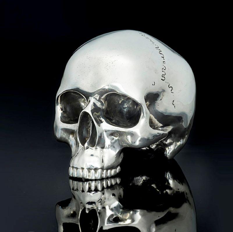 Hancocks London  Figurative Sculpture - Limited Edition Sterling Silver model of a Life-size Skull by Hancocks 