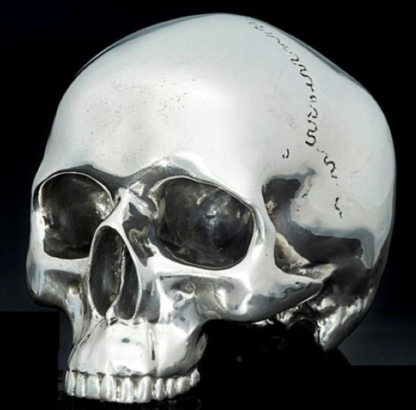 Limited Edition Sterling Silver model of a Life-size Skull by Hancocks  - Sculpture by Hancocks London 