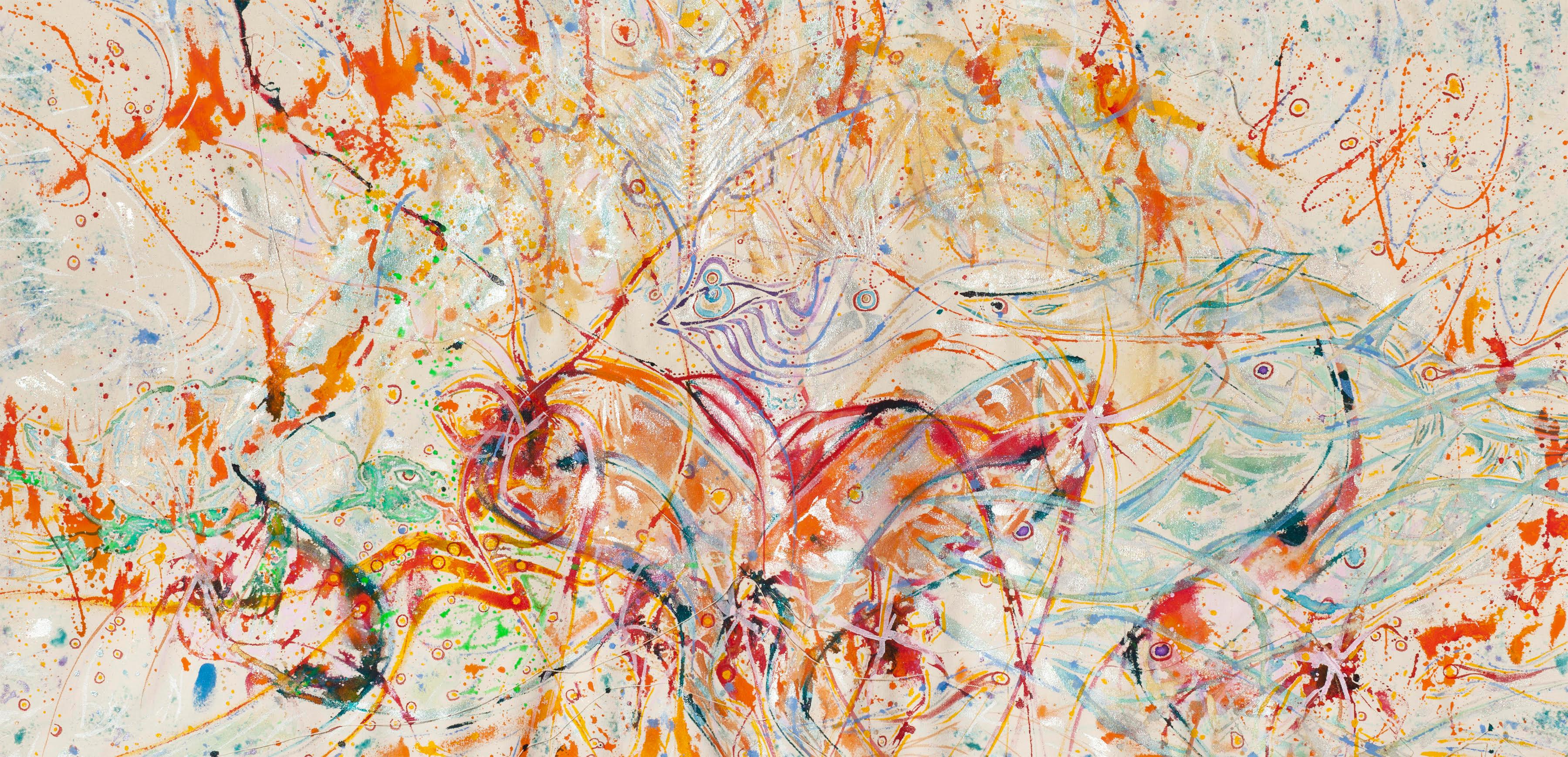 Karen Lee Sobol Abstract Painting - Goddess, Galapagos, invaded