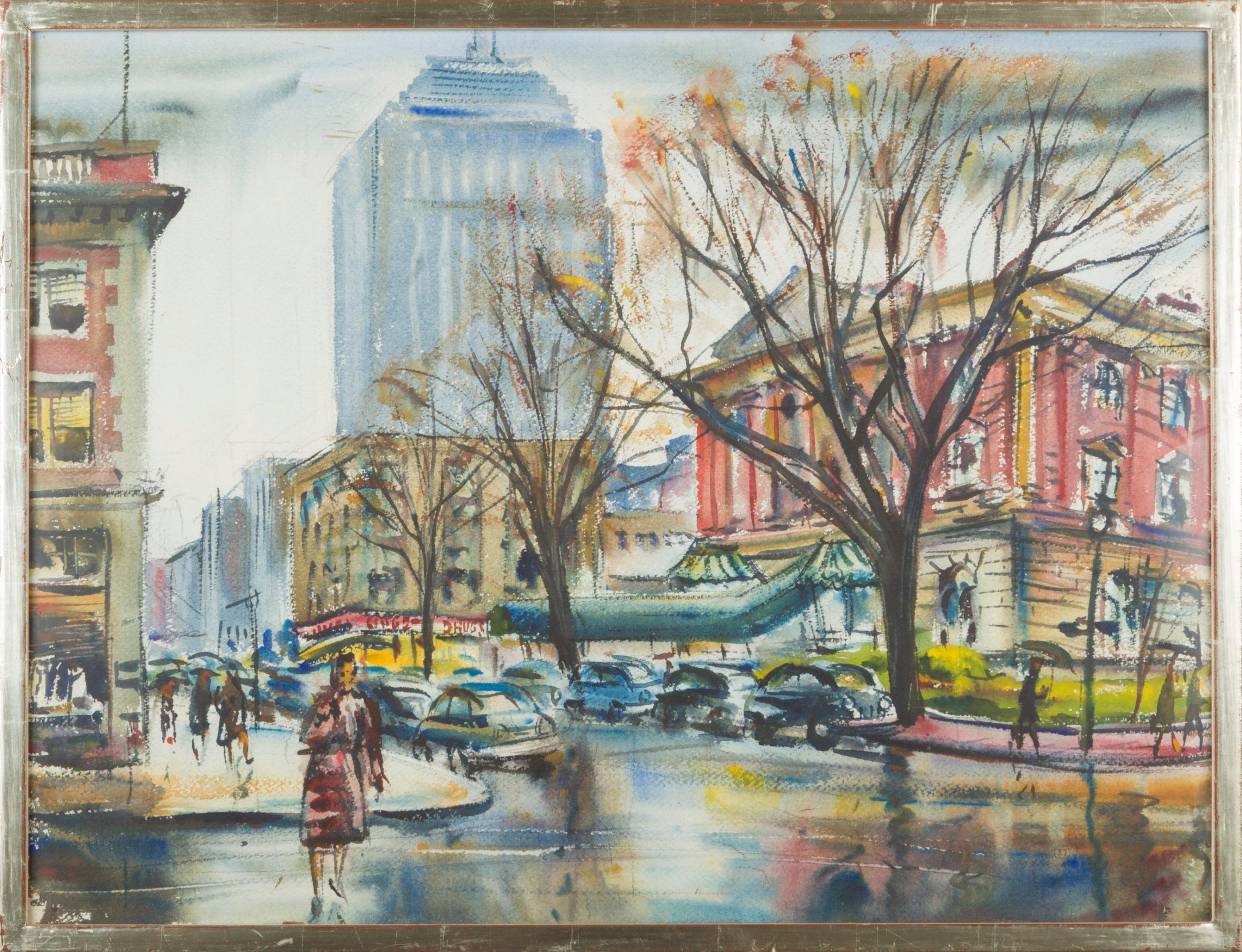 Charles Demetropoulos Landscape Art – Bostoner Newbury Street, Boston [Louis Boston / Bonwit Teller Building]