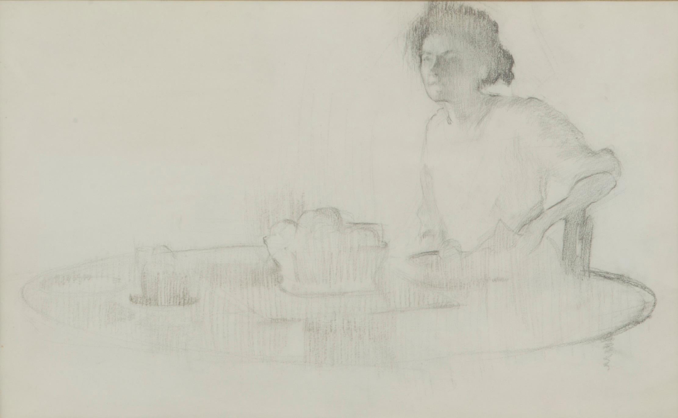 [Frau an einem Tisch] – Art von Frederick Bosley