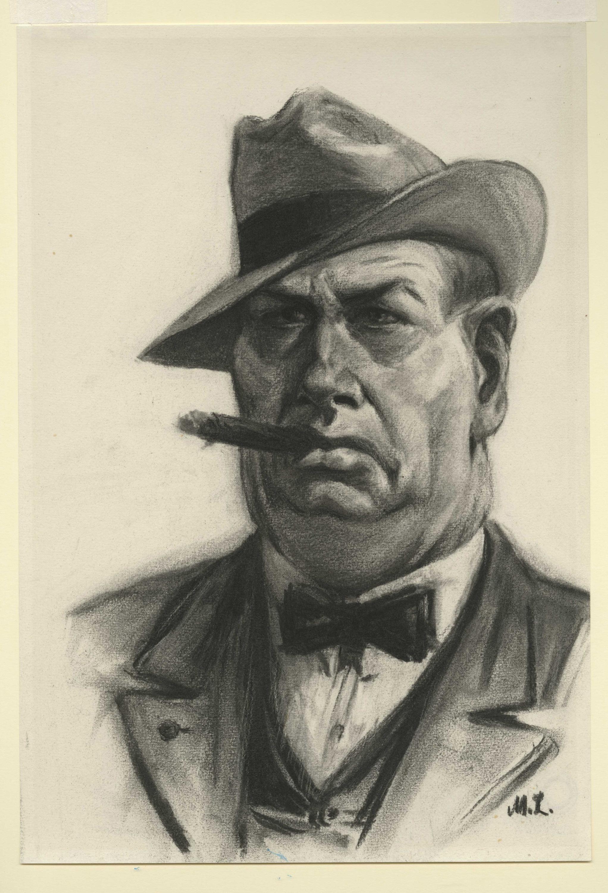 [Man with cigar] - Art by Martin Lewis