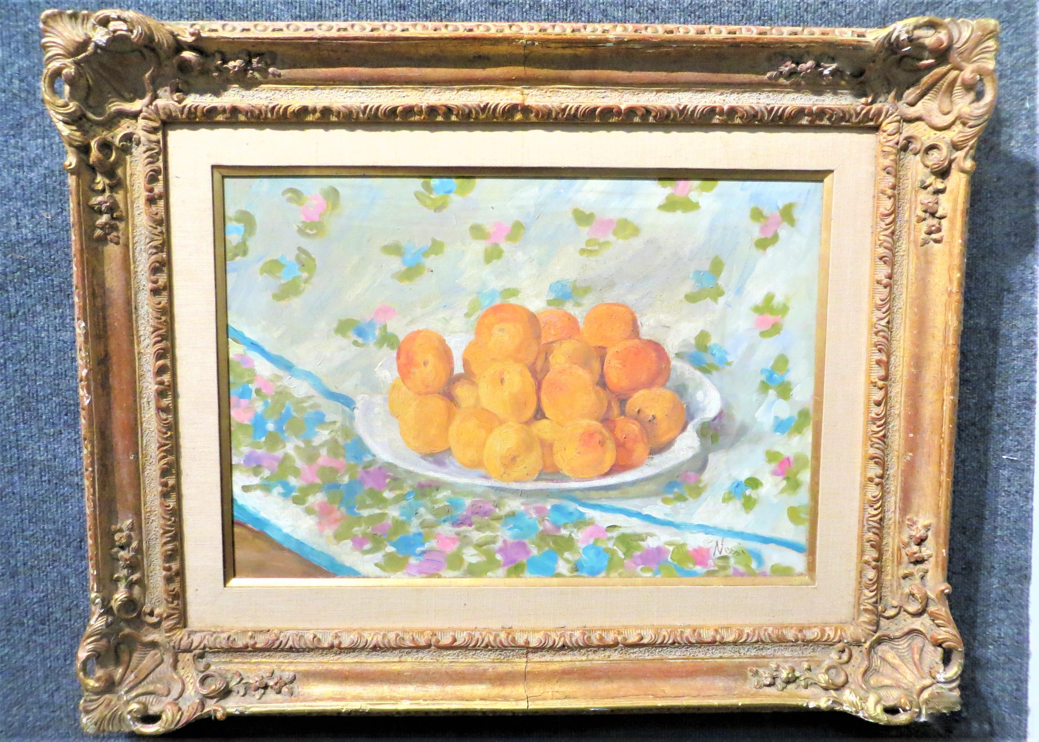 Still life with Apricots  - Painting by Marie Lucie Nessi Valtat 