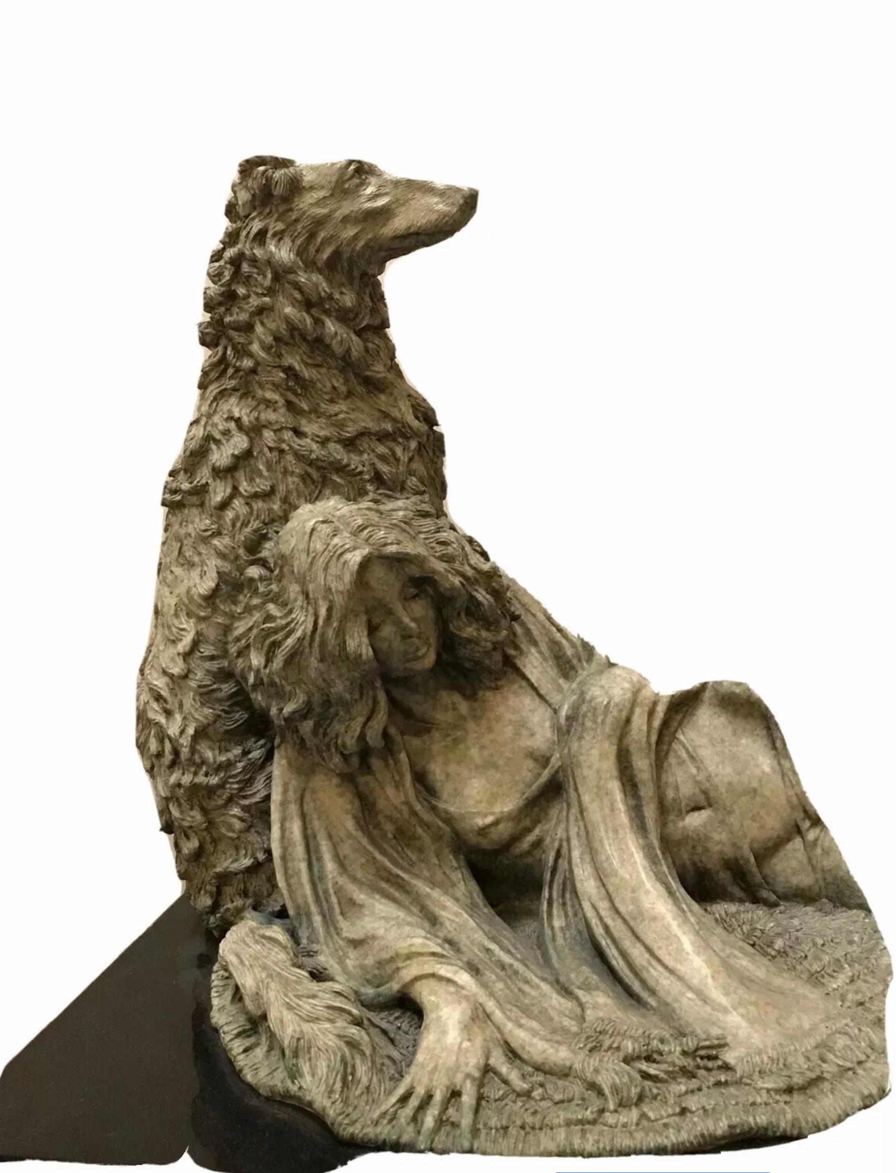 LADY AND SCOTTISH DOG - Sculpture by Allen Ralph Messey 