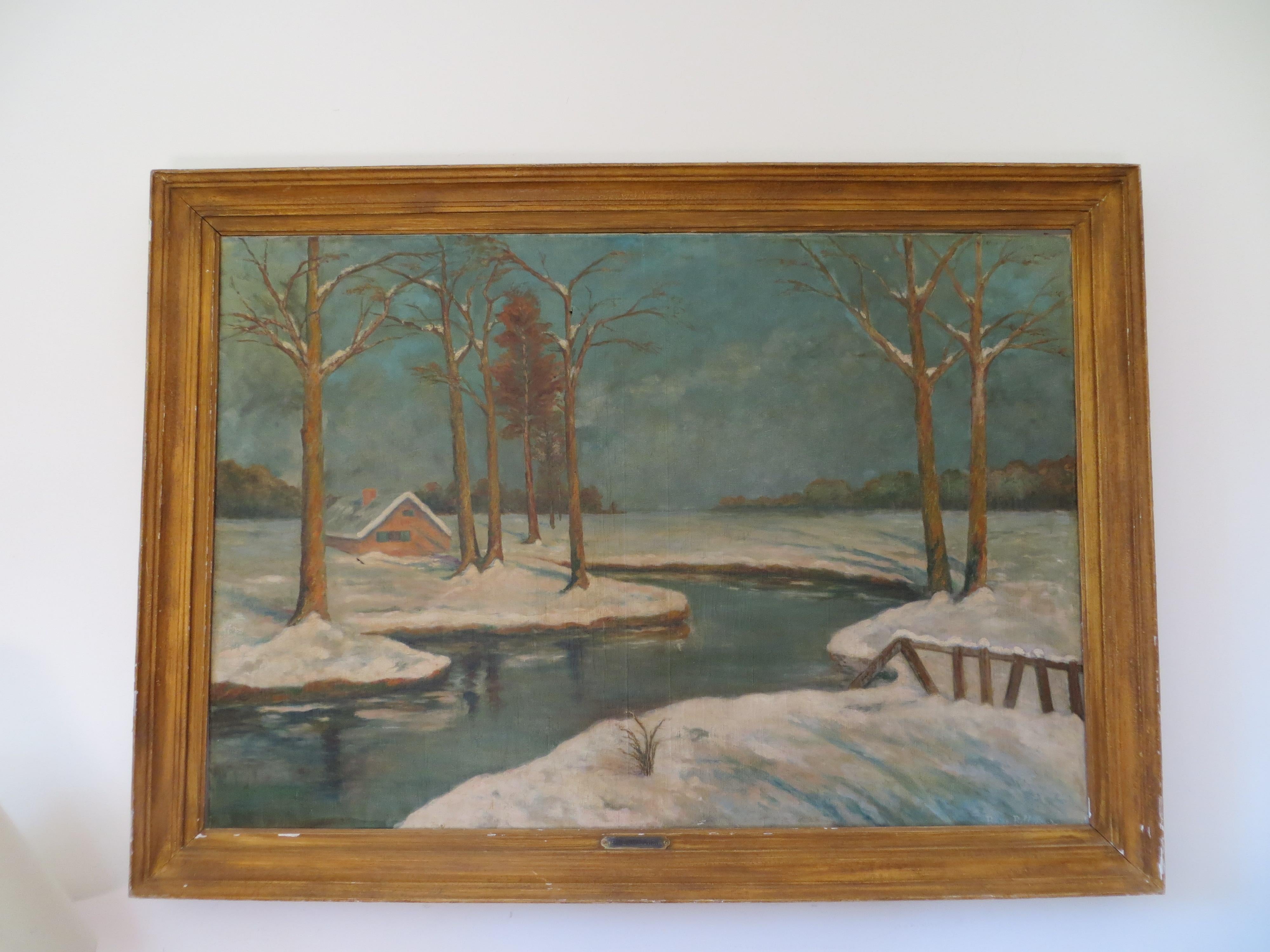Figurative Painting Étienne-Prosper Berne-Bellecour. - Paysage d'hiver 
