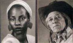 A Pair of Portraits of Native Man and African Woman by Joseph TOTORA