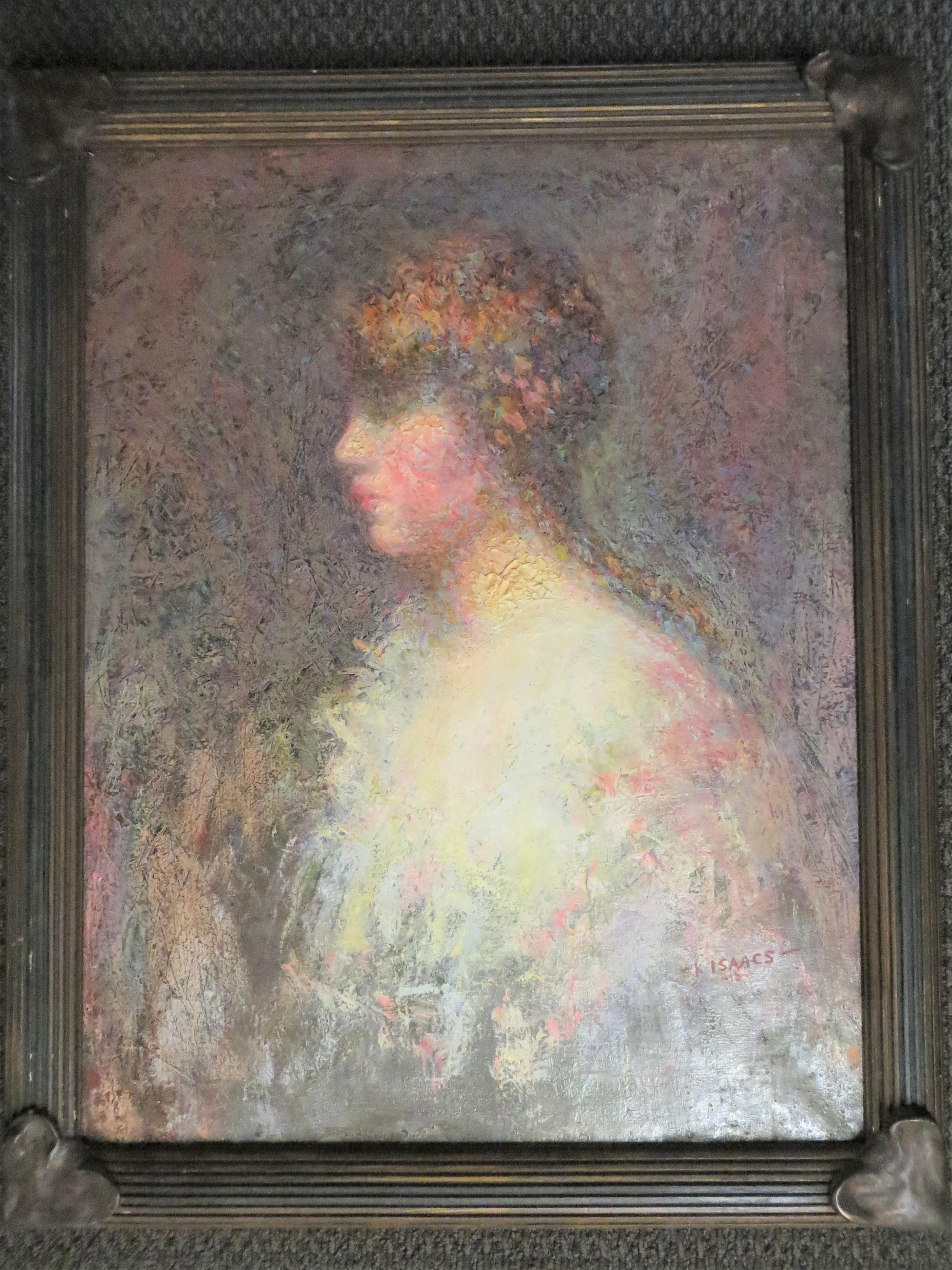 Portrait of a lady  - Painting by I Isaacs 